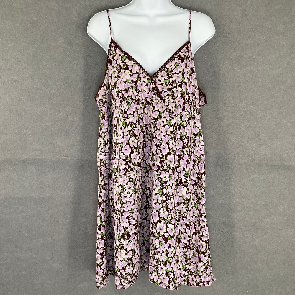 BP Floral Print Slip Dress Dainty Cottage Babydoll Embroidered Trim Sz XL - Picture 1 of 13
